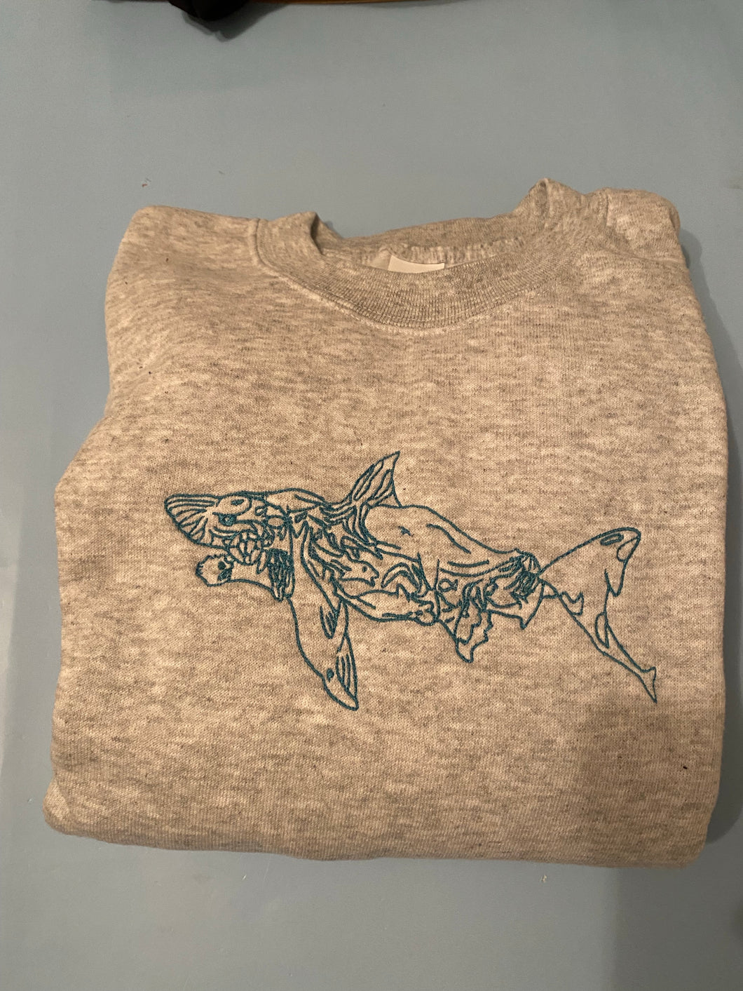 SAMPLE Shark sweatshirt- Grey M
