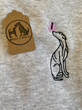Load image into Gallery viewer, Sighthound  Outline T-shirt - Embroidered Whippet, Lurcher, greyhound organic tee for dog lovers and owners
