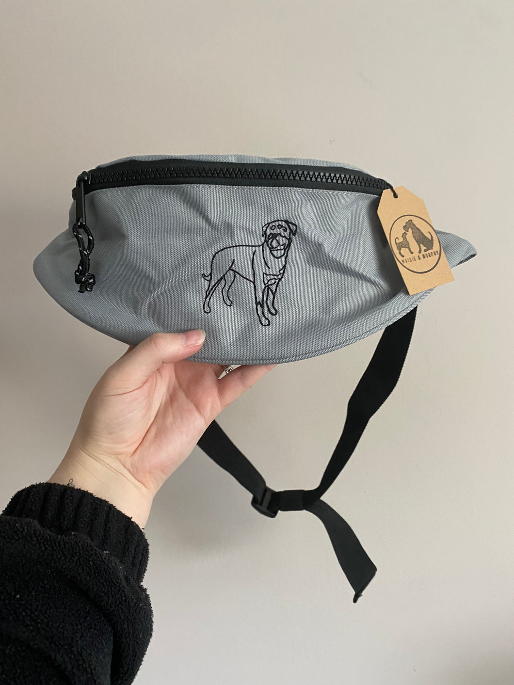 Custom Dog Walking Bum Bag breed silhouette recycled embroidered