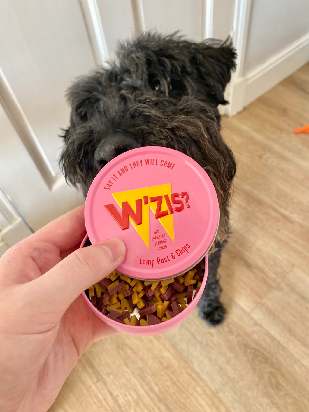 W’zis - Lamp Post & Chips Dog Treats (Pink Tin)