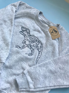 Children’s Embroidered Dinosaur Sweatshirt - Gifts for dino loving kids.