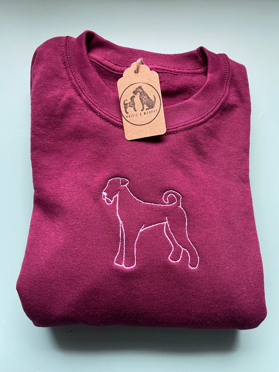 Embroidered Airedale Silhouette Sweatshirt- Gifts for Terrier lovers and owners