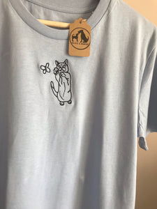 Cat and butterfly Organic T-shirt- Gifts for cat lovers and owners.