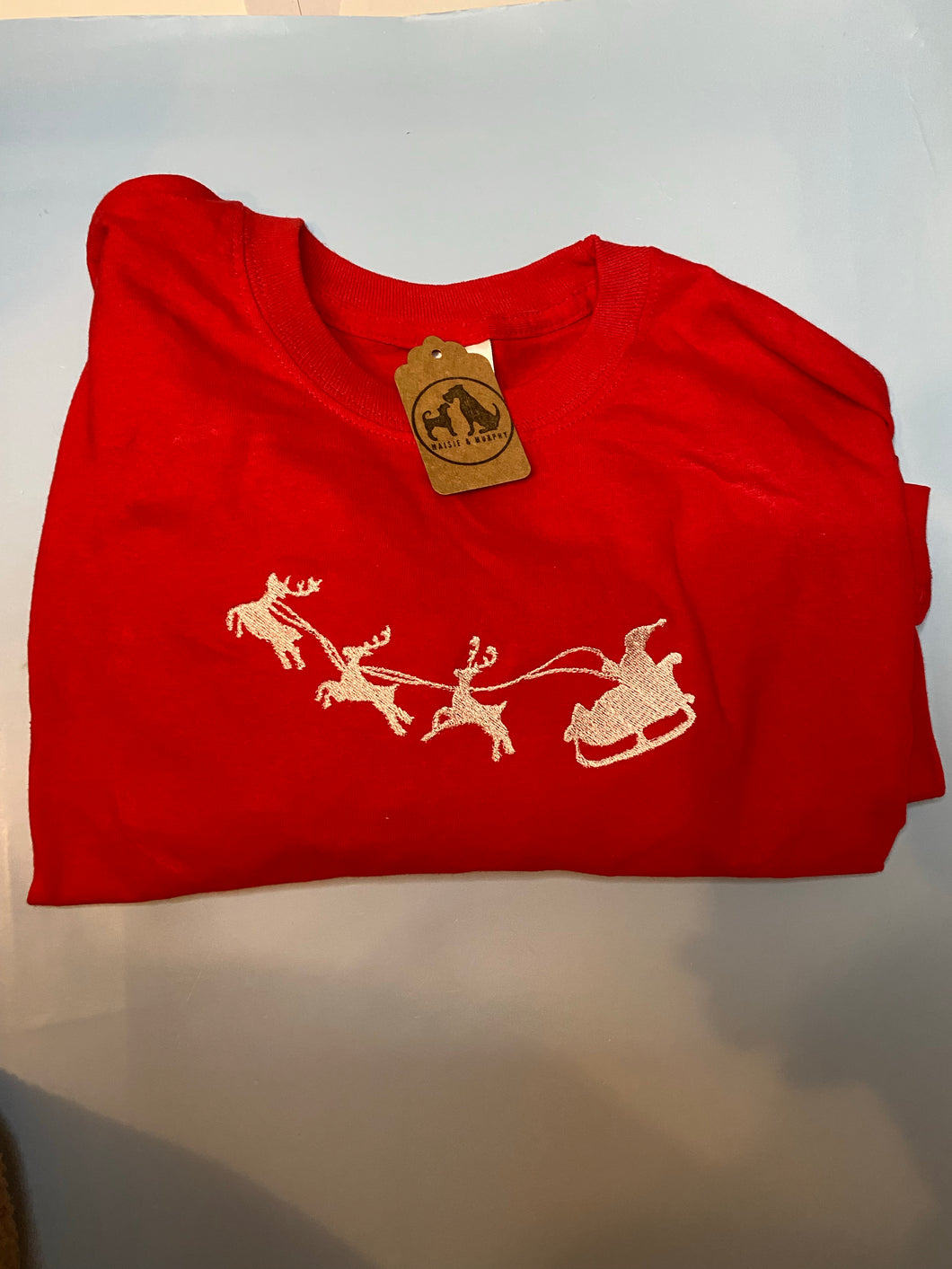 OLD STOCK SANTA CHRISTMAS LONG SLEEVE T-shirt- RED m