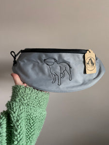 Dog Walking Bum Bag- breed silhouette recycled embroidered waist pack. The perfect gift for dog parents, dog walkers and dog groomers