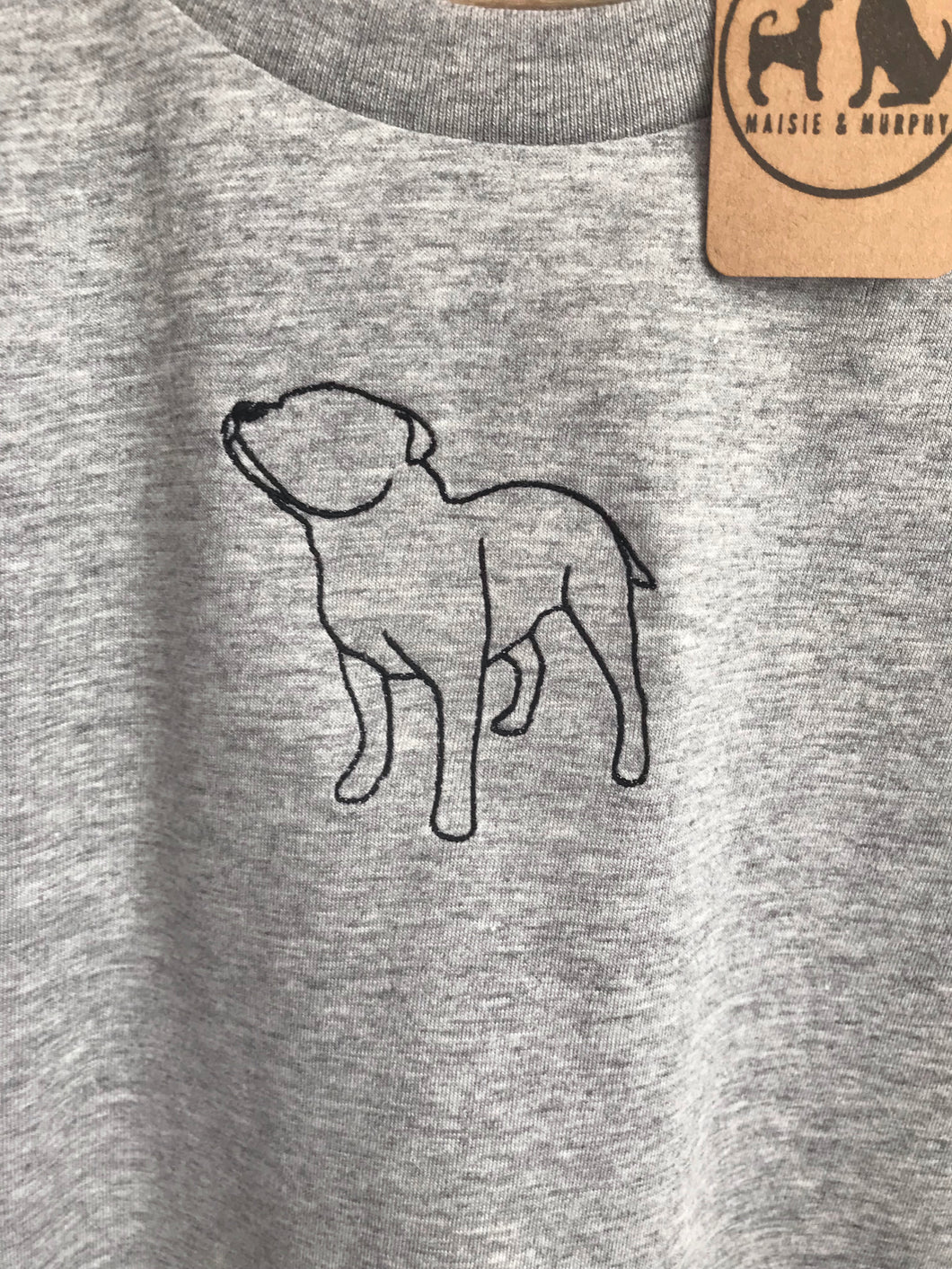 Embroidered Staffie Silhouette Sweatshirt- Gifts for Staffordshire bull terrier  lovers and owners