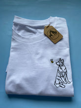 Load image into Gallery viewer, GSD Outline T-shirt - embroidered German shepherd  organic tee for dog lovers and owners
